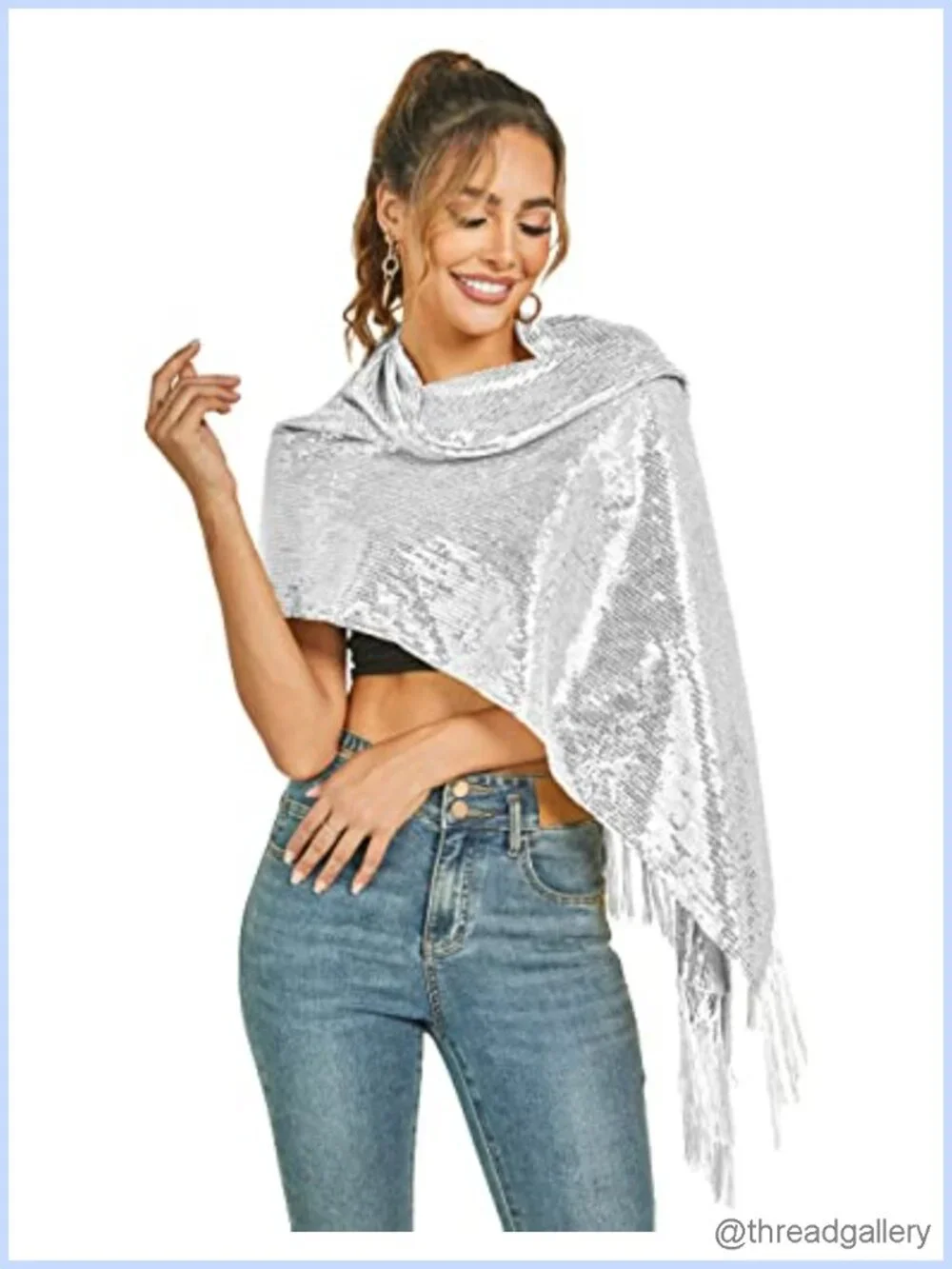 Glitter Sequin Shawl Bandana Party Wrap